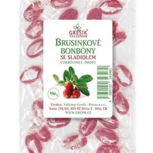Brusinkové bonbóny se sladidlem 100 g GREŠÍK
